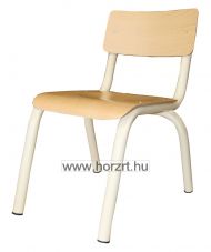 Lili szék, ovis méret, 34 cm magas, pácolt sárga támlával és ülőkével, rakásolható