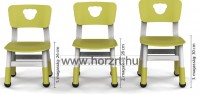 Lili szék, ovis méret, 30 cm magas, pácolt zöld támlával és ülőkével, rakásolható