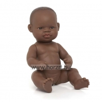 Afrikai baba - fiú, kopasz, fürdethető, 32 cm 12 hó+