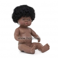Afrikai baba - fiú, hajas, fürdethető, 38 cm 12 hó+