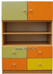 Flóra ajtós szekrény, 50x40x187 cm, juhar-narancs