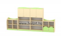 Bölcsődei trapéz asztal, állítható magasságú, 118x60x40-46 cm, lekerekített sarkokkal, élekkel - juhar
